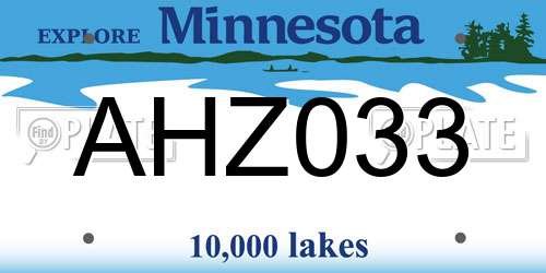 AHZ033 Minnesota License Plate