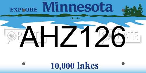 AHZ126 Minnesota License Plate