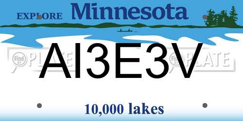 AI3E3V Minnesota License Plate