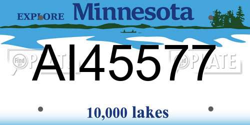 AI45577 Minnesota License Plate
