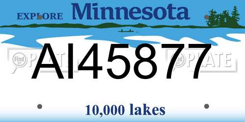 AI45877 Minnesota License Plate