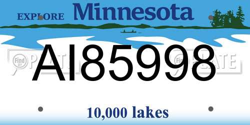 AI85998 Minnesota License Plate