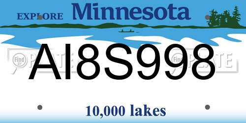 AI8S998 Minnesota License Plate