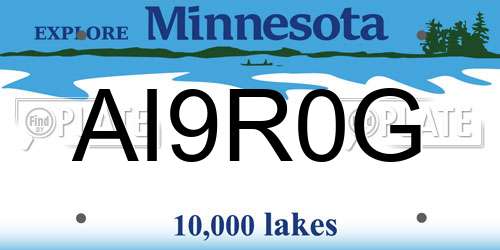 AI9R0G Minnesota License Plate