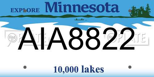 AIA8822 Minnesota License Plate
