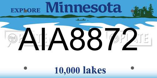 AIA8872 Minnesota License Plate