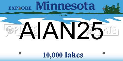 AIAN25 Minnesota License Plate