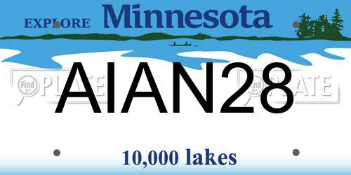 AIAN28 Minnesota License Plate