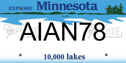 AIAN78 Minnesota License Plate