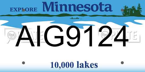 AIG9124 Minnesota License Plate