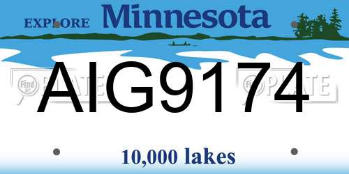 AIG9174 Minnesota License Plate
