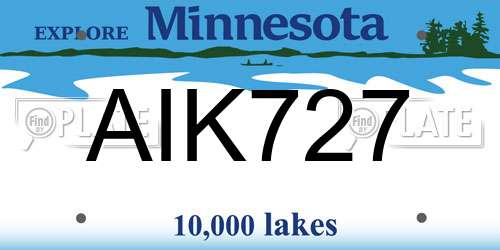 AIK727 Minnesota License Plate