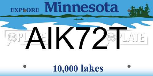 AIK72T Minnesota License Plate