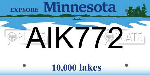 AIK772 Minnesota License Plate