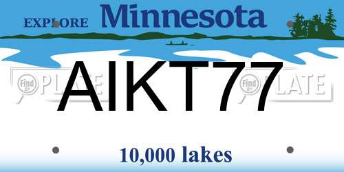 AIKT77 Minnesota License Plate