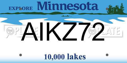 AIKZ72 Minnesota License Plate