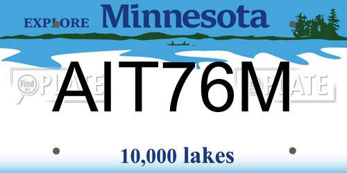AIT76M Minnesota License Plate