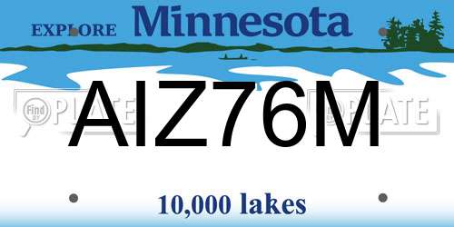AIZ76M Minnesota License Plate