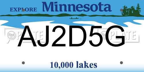 AJ2D5G Minnesota License Plate