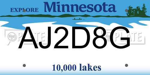 AJ2D8G Minnesota License Plate