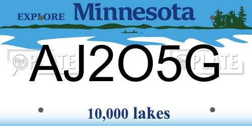 AJ2O5G Minnesota License Plate