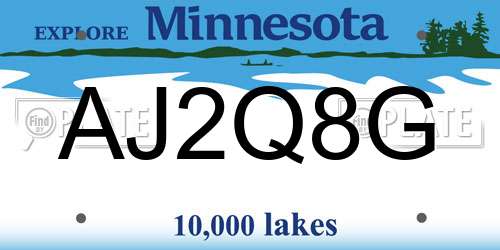 AJ2Q8G Minnesota License Plate