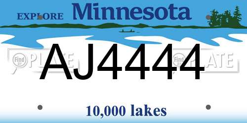 AJ4444 Minnesota License Plate