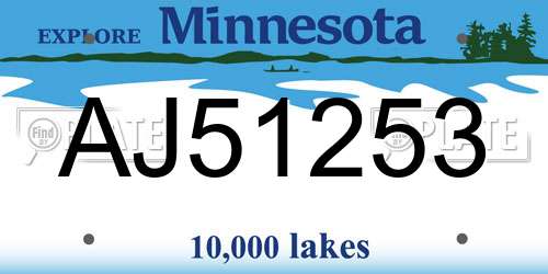 AJ51253 Minnesota License Plate