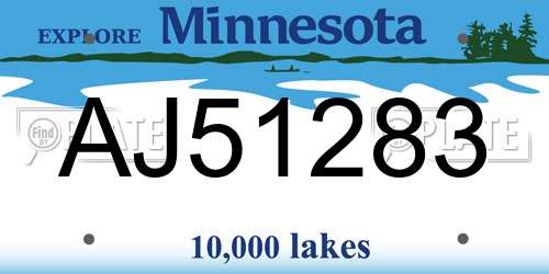 AJ51283 Minnesota License Plate