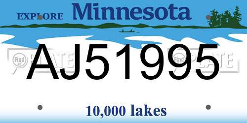 AJ51995 Minnesota License Plate