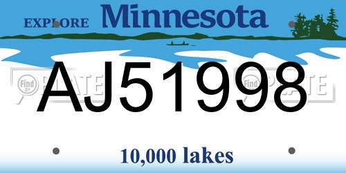 AJ51998 Minnesota License Plate