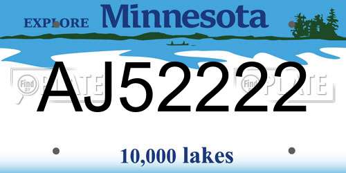 AJ52222 Minnesota License Plate
