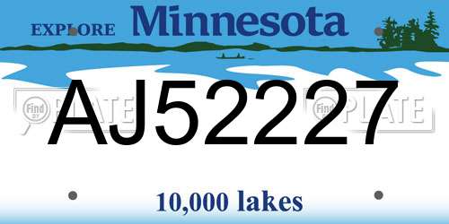 AJ52227 Minnesota License Plate