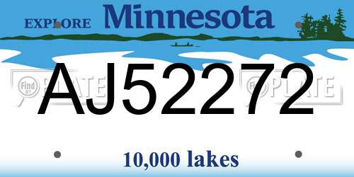 AJ52272 Minnesota License Plate