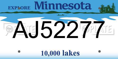 AJ52277 Minnesota License Plate