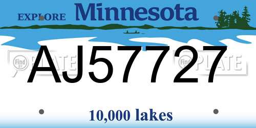 AJ57727 Minnesota License Plate