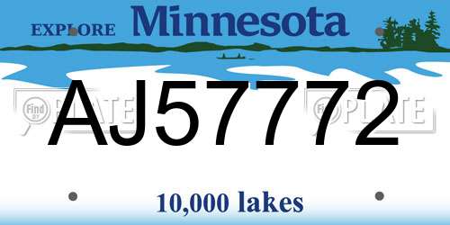 AJ57772 Minnesota License Plate