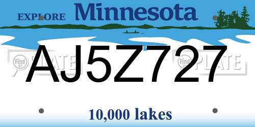 AJ5Z727 Minnesota License Plate