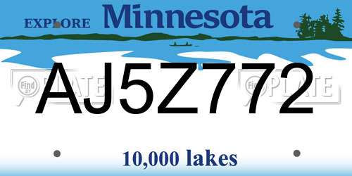 AJ5Z772 Minnesota License Plate