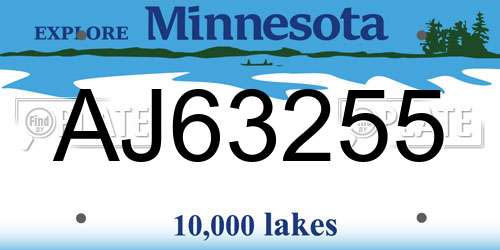 AJ63255 Minnesota License Plate