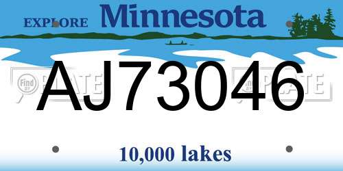 AJ73046 Minnesota License Plate