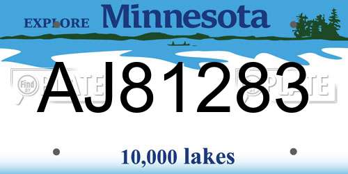 AJ81283 Minnesota License Plate