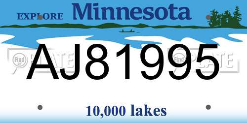AJ81995 Minnesota License Plate