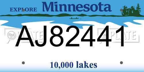 AJ82441 Minnesota License Plate