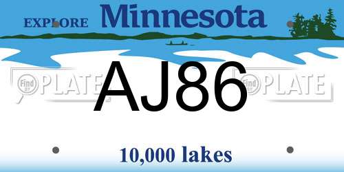 AJ86 Minnesota License Plate