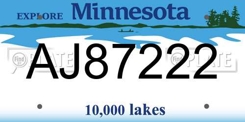AJ87222 Minnesota License Plate
