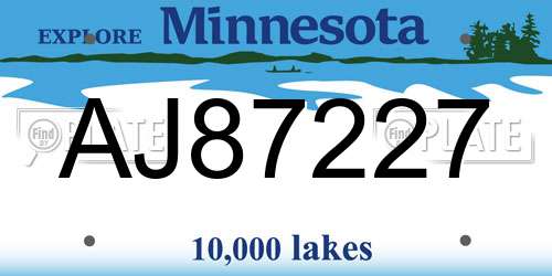 AJ87227 Minnesota License Plate