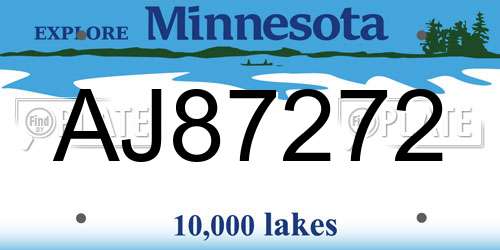 AJ87272 Minnesota License Plate