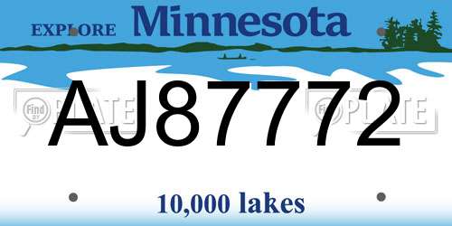 AJ87772 Minnesota License Plate