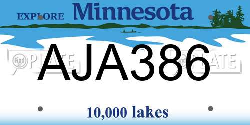 AJA386 Minnesota License Plate